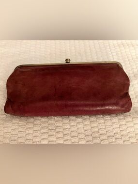 Hobo International Lauren burgundy, leather Double Frame Clutch Wallet